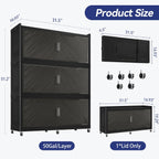 150GAL Extra Large Storage Bins with Lid, 600QT Plastic Stackable Storage Bins with 6x Wheels, Collapsible Closet Organizer and Storage Drawer Cabinet for Living Room Office Dorm, 3Pack Black