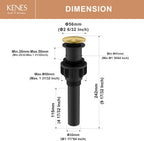 KENES Bathroom Vessel Sink Pop Up Drain Without Overflow Assembly, Lavatory Vanity Sink Drain Stopper, Anti-Clogging Drain Strainer, Brushed Gold, KE-P300A-4
