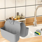 Sponge Holder for Kitchen Sink, Silicone Sink Saddle Caddy Organizer Rack, Sponges Holder Over Faucet, Hanging Kitchen Organizer Accessories Rack Basket Gray