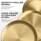 Thenshop 8 Pieces 12 Inch Pizza Pans Bulk Stainless Steel Sets Round Bakeware Pizza Trays for Oven Kitchen Baking Home Restaurant Safe Sturdy Reusable Easy Clean(Gold)