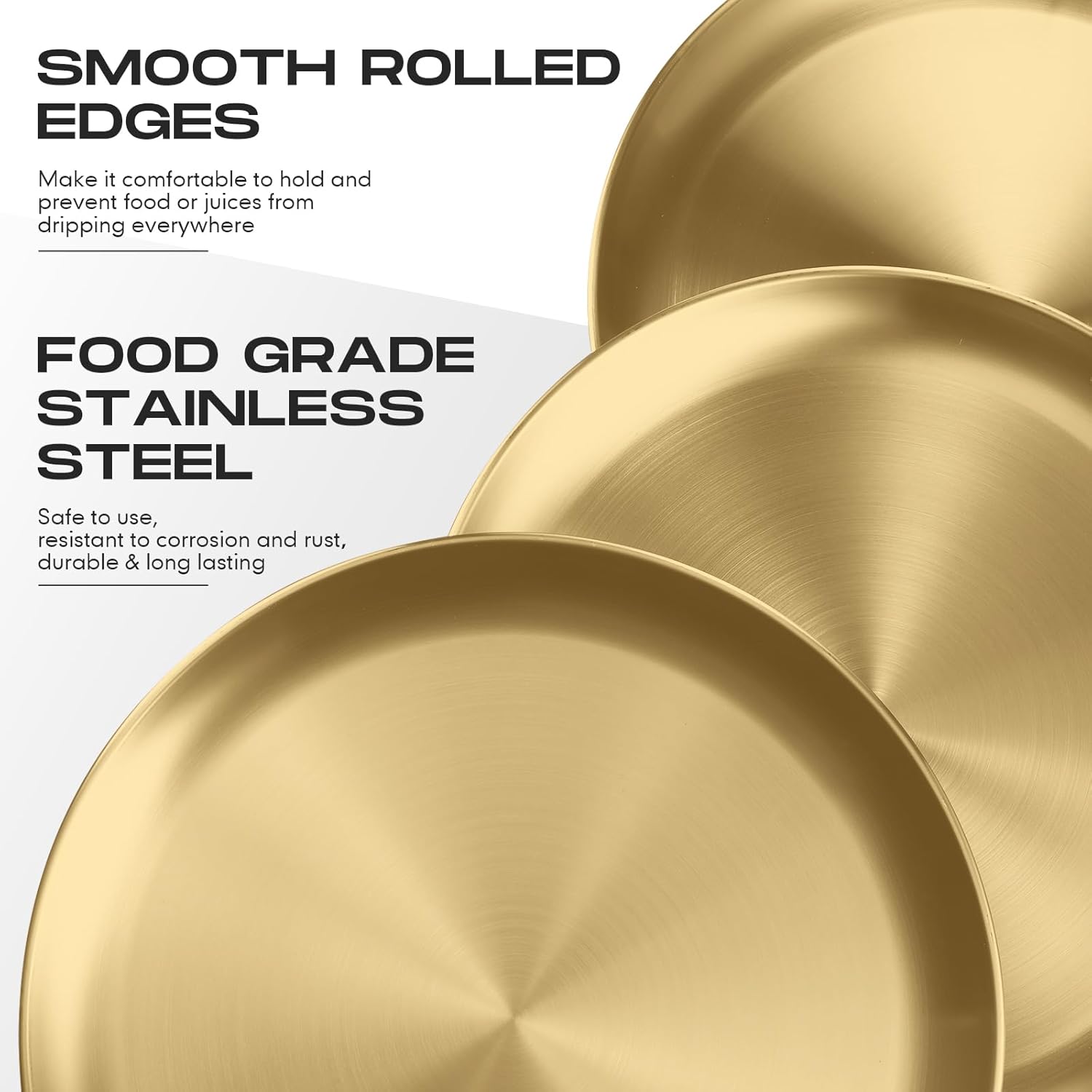 Thenshop 8 Pieces 12 Inch Pizza Pans Bulk Stainless Steel Sets Round Bakeware Pizza Trays for Oven Kitchen Baking Home Restaurant Safe Sturdy Reusable Easy Clean(Gold)