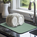 Sage Green Dish Dryer Mat, Dish Drying Mats For Kitchen Counter, Large Dish Drying Pad for Kitchen Counter, Microfiber Dish Drying Mat, for Sinks, Drainer Mats, 20 x 15 inches (Green)