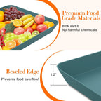 WOWBOX 6 pcs Serving Tray for Entertaining, Serving Platters for Snacks, Fruit, Cookies, Dessert, Reusable Plastic Trays for Serving Food and Pantry Organization in Kitchen & for Parties, (Green)