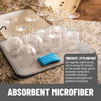 Bellemain XXL Dish Mat Microfiber Dish Drying Mat, Super absorbent (Light Grey, 16" x 18")