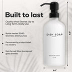 White Glass Hand and Dish Soap Dispenser Set by Brighter Barns - Kitchen Soap Dispenser & Stainless Steel Pump - Glass Bottles for Kitchen Sink - Farmhouse Home Decor, Bathroom Accessories (White)
