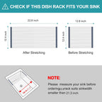 BBXTYLY Extra Expandable Roll Up Dish Drying Rack,Over The Sink Drying Rack Sink Cover Kitchen Sink Accessories Kitchen Rolling up Stainless Steel Drainer, Foldable,Rollable（Gray，22.8''-12.4''）