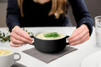 Kook Soup Crocks, Ceramic Bowls, Broil, Oven, Microwave and Dishwasher Safe, with Handles, For Casserole, Pasta, Cereal, 18 oz, Set of 4 (Black)