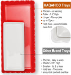 KAQAHIDO 17" x 8" x 1.5" Red Serving Tray Set, Wave Edge Melamine Platters for Cookie, Appetizer, Charcuterie, Snack, Dessert, Party Food Display, Stackable, Set of 2