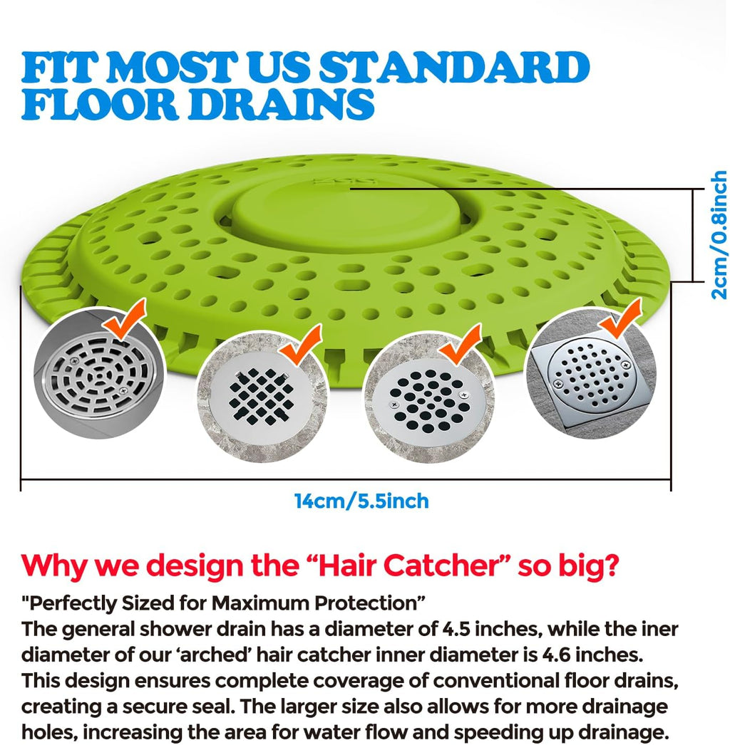 zaa Shower Drain Hair Catcher, 2 Pack Premium Silicone Drain Protector & Shower Drain Cover for Regular Drains of Shower Room and Bathroom, Avocado