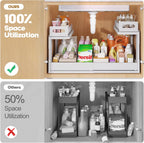 1 Pack-15.7"-25.7"W Expandable Under Sink Organizer With Upgrade Ball-Bearing Slide,2-Tier Pull Out Under Cabinet Organizer Height Adjustable,Not Suitable For Cabinets With Partitions In The Middle