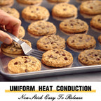 Commercial Quality Baking Sheet Pan Set, Natural Aluminum Cookie Sheet, Umite Chef Warp Resistant Baker's Half Sheet Pan, Large Thick Cookie Tray Pans for Baking, Roasting(2 Pack, 18X13In)