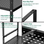 iPEGTOP Large Expandable Cabinet Storage Shelf Organizer Rack, Heavy Duty Stackable Steel Metal Spice Rack Adjustable Height Office Pantry Garage Shelves for Counter Kitchen, Black - 1 Pack