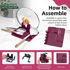 AUOON Spoon Holder for Stove - Silicone Spoon and Lid Rest with Drip Pad Kitchen Utensil Rest for Spoons, Ladles, Spatulas, Tongs & More (Cherry, Large)