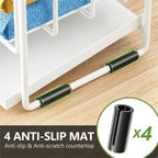 Cisily White 2-Tier Kitchen Sink Caddy Organzier Rack with Flexible Dish Brush Holder, Sponge Holder for Kitchen Sink Countertop Organization Storage,Home Decor Accessories