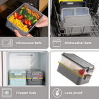 linoroso Stackable Bento Box Adult Lunch Box | Meet All You On-the-Go Needs for Food, Salad and Snack, Premium Bento Lunch Box for Adults Include Utensil Set, Dressing Containers - Ultimate Gray