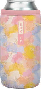 Sok It CanSok Sleeve for Beer & Soda Insulated Neoprene Cover (Watercolor Glimmer, 16oz Can Sleeve)