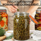 Super Wide-Mouth Glass Jars with Hinged Lids, 1-Gallon (4100 ML) Leak Proof Glass Canning Jars with Airtight Lids and 2 Measurement Marks. Large Capacity, Sturdy For Canning, Overnight Oats, 2-Pack