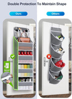 2 Pack Over The Door Organizer, Hanging Storage Organization with Large Capacity Pockets, Swing-Proof Behind Door Storage Shelf for Kicthen Bedroom Nursery Kids Toys Shoes, Grey