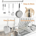 304 Stainlss Steel Kitchen Utensils Set, 2 Pcs Long Metal Utensils Set with spatula, slotted spatula turner (Dishwasher Safe)