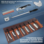 TIVOLI Butcher Knife Set for Meat Cutting, 13Pcs Upgraded High Carbon Steel Hand Forged Kitchen Knife Set with Roll Bag, Viking Chef Knife Set for Kitchen Outdoor BBQ