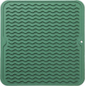 Silicone Dish Drying Mat for Multiple Usage,Easy clean,Eco-friendly,Heat-resistant Silicone Mat for Kitchen Counter or Sink,Refrigerator or Drawer liner Green M 12 inches x 12 inches