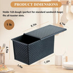 SS&CC Pullman Loaf Pan with Lid, 1LB Carbon Steel Nonstick Bread Baking Pan - Heavy Duty Loaf Pans for Homemade, Sourdough & Sandwich Bread, Bread Loaf Pan with Cover