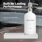 White Soap Dispenser for Kitchen Sink, Dish and Hand Soap Dispenser with Silver Stainless Steel Pump, Perfect for Kitchen Decor and Accessories. (Silver & White)