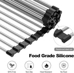 NEZUIBAN Dish Drying Rack with Roll Up and Over Sink for Kitchen,20.5"x13.8",Black