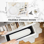 Large Stone Drying Mat for Kitchen Counter Diatomaceous Earth Collapsible 24”（L）*16”（W）Super Heat Resistant Mats, Quick Absorbent Dish Drying Rack（Gold marble）