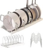 Pot Rack : Pots and Pans Organizer Under Cabinet 7 Adjustable Compartment Expandable Pot Lid Holder for Kitchen Cookware, Bakeware, Lid, Dishes, Cutting Boards,Apricot