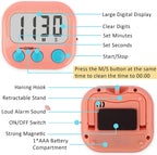 12 Pack Digital Kitchen Timers for Cooking Magnetic Timer for Cooking Loud Alarm Pink