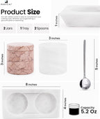 Radicaln Marble Salt Cellar With Lid and Tray 3" Inch White and Marinara Salt Container and Set of 2 Seasoning Jars For Living Room, Ideal Salt Bowl for Countertop