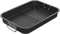 CHEFMADE Roasting Pan, 15-Inch Non-Stick Metal Turkey Pan with Rack, Banking Pan for Lasagna Vegetable and Meat, Chicken Roasting Pan 15.35" x 11.14" x 2.24"