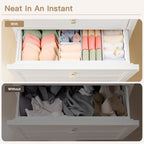 Criusia Drawer Organizer Clothes, 14 Pack Dresser Organizer for Baby Clothes, Underwear, Sock- Foldable Closet Organization and Storage Dividers Bins for Nursery, Bedroom and Dorm (White)