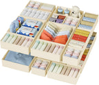 DIMJ Drawer Organizer Clothes - 20 Pack Closet Drawer Organizer Bins for Baby Clothes Storage, Fabric Dresser Organizer for Nursery Bedroom, Foldable Small Drawer Dividers for Underwear Socks