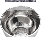 Rice Washer Strainer Bowl Quinoa Washing Bowl Stainless Steel Colander Versatile Side Drainers for Cleaning Rinsing Fruits, Vegetables, and Beans - Tilting Non-slip Silicone Bottom