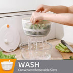 5.3QT Large Lettuce & Fruit Spinner Washing Bowl - Spin Dry Greens, Vegetables & Salad | Multitasking Kitchen Tool with Slicer, Grater & Lemon Juicer
