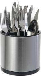 Utensil Holder,Kitchen Utensil Holder For Counter,Rotating Silverware Organizer Cooking Flatware Spoon Spatula Tool Cutlery Container Stainless Steel Caddy