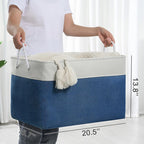 TheWarmHome Organization and Storage Basket for Shelves - Jumbo 3 Pack 20x16x14 inch Collapsible Storage Bins for Organizing, Canves Storage Cubes for Gift Organizer Toys Closet (White & Jean Blue)