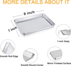 TeamFar 9'' x 7'' x 1'' Toaster Oven Pan with Rack Set of 4, Stainless Steel Compact Toaster Ovenware Pan with Cooling Rack, Healthy & Heavy Duty, Easy Clean & Dishwasher Safe, (2 Pans + 2 Racks)