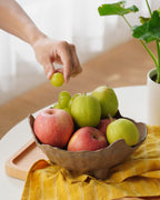 Fruit Bowl for Kitchen Counter, Porcelain Decorative Bowl for Home Décor Modern Pedestal Bowl with 3-Legs Large Centerpiece Bowl for Breads, Nuts, Brown