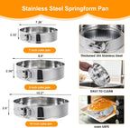 Aufind Springform Pan Set for Baking (7,9,10inches), 304 Stainless Steel Springform Cake Pan with Removable Bottom, Cheesecake Pan with 50PCS Parchment Paper for Pie Cake Pizza and Quiches
