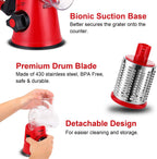 Geedel Rotary Cheese Grater, Kitchen Mandoline Vegetable Slicer with 2 Interchangeable Blades, Easy to Clean Rotary Grater Slicer for Fruit, Vegetables, Nuts