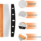 Pizza Grilling Tool Kit - Including 15 x 12 inch Pizza Stone with Metal Handle Rack, Rocker Pizza Cutter Blade with Wooden Safer Grip & Protective Cover – Premium Pizza Oven Grill Accessories