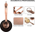 Copper Measuring Cups Set, Stainless Steel Measuring Cups Set 5, Metal Measuring Cups for Baking, Both Imperial & Metric Measuring Cups for Liquid and Dry, Nesting Kitchen Measuring Tools