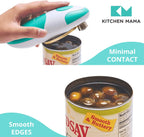 Kitchen Mama Auto Electric Can Opener: Safe, Easy with One Touch, Smooth Edge, Battery Operated, Cordless, Automatic Can Opener for Seniors with Arthritis, Hand Free Appliances, YES YOU CAN (Teal)