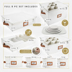 HOMELUX THEORY Flatware Storage Hard Shell China Storage Containers - Ivory Silverware Organizer, Cutlery & Silverware Storage Box with 5 Dividers & Lid, Packing Heavy Duty Moving Box with Handles
