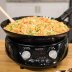 Nuwave Mosaic Induction Wok, Temp Control 100°F-575°F in 5°F, Wok Hei, Infuse Charred Aroma & Flavor, 14-inch Carbon Steel Wok, 8pc Bamboo Accessories