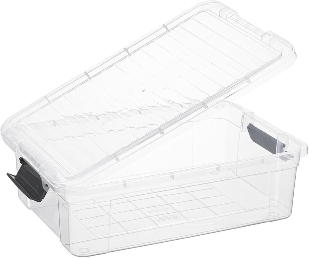 Superio Storage Bins with Lids, Clear Plastic Containers for Organizing, Stackable Totes, BPA Free, Odor Free, Organizer Boxes for Home, and Dorm (4 Pack, 13.7 Qt)