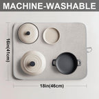 2 Pack Dish Drying Mat, Large 16" x 18" Highly Absorbent Microfiber Kitchen Counter Mat, Dish Drying Pad for Dishes,Perfect Drying Mat for Kitchen Counter, Utensils, Pots and Pans, Grey